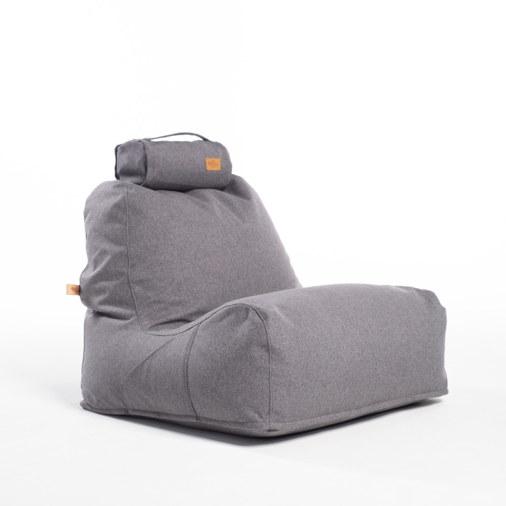 BeLuxe Anthracite babzsákfotel nyakpárnával