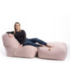 BeLuxe babzsákfotel lábtartóval flamingo